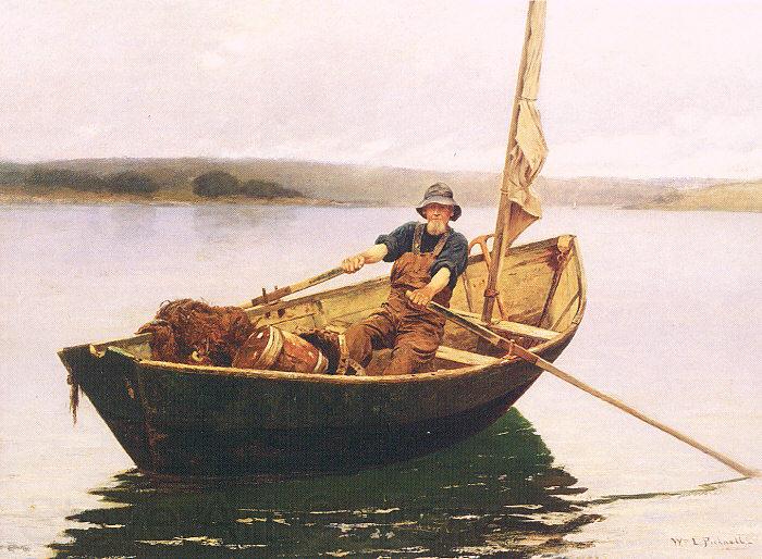 Picknell, William Lamb Man in a Boat France oil painting art